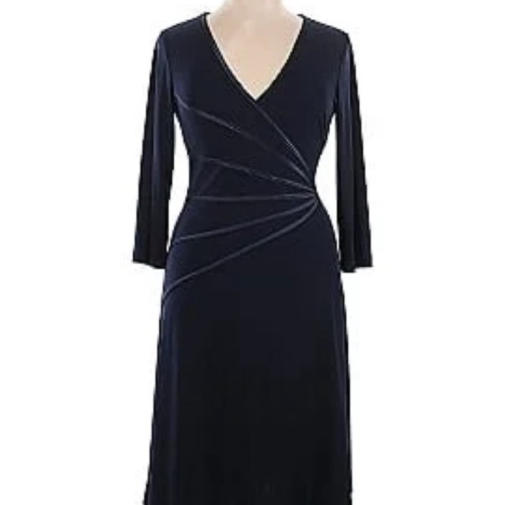 dressbarn black sheath Elegant V-neck Long Sleeve Dress size:10